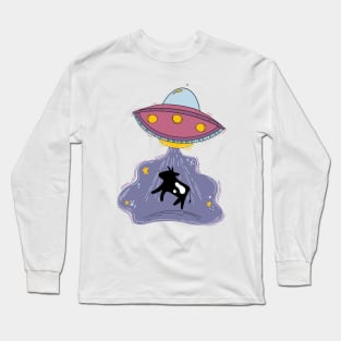 Alien abducting cow Long Sleeve T-Shirt